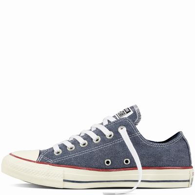 Converse Chuck Taylor All Star Stone Wash Low Tops Womens - Navy/Navy/White Shoes (508NVMDL)